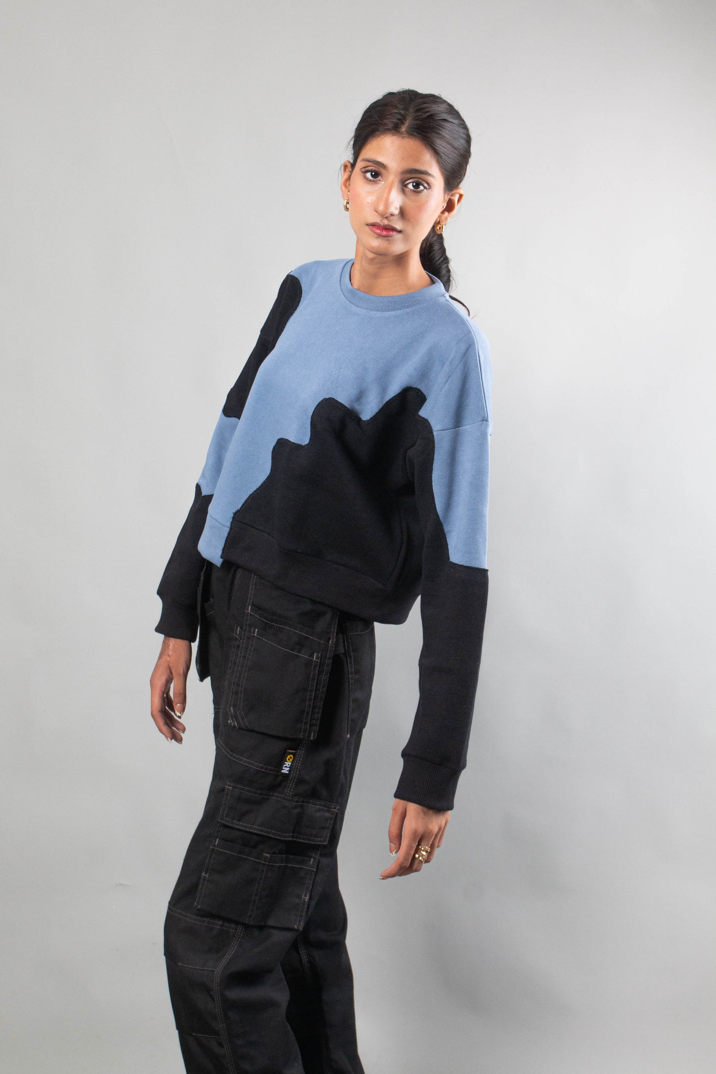 Rework blue-black sweat shirt