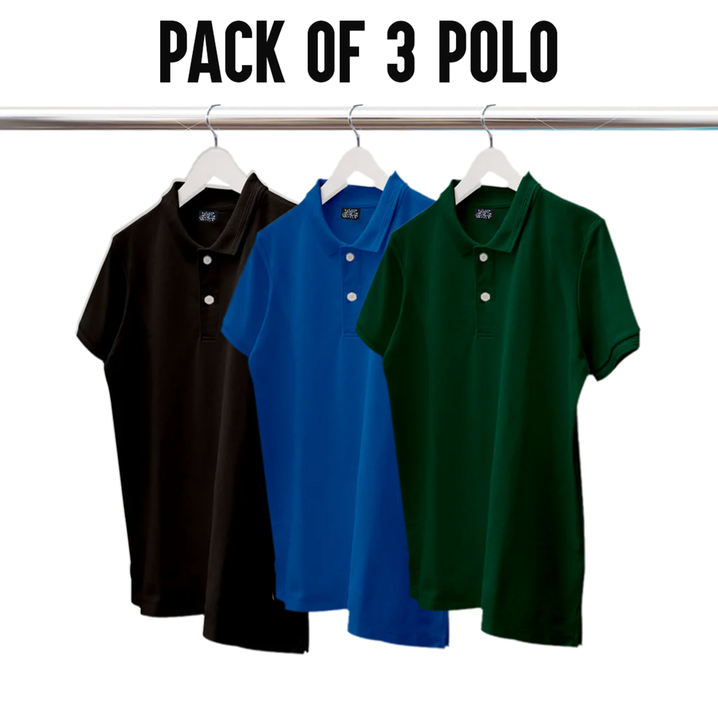 Men's Premium Polo T-Shirt Pack of 3 | Smart Fit | PC Pique Fabric