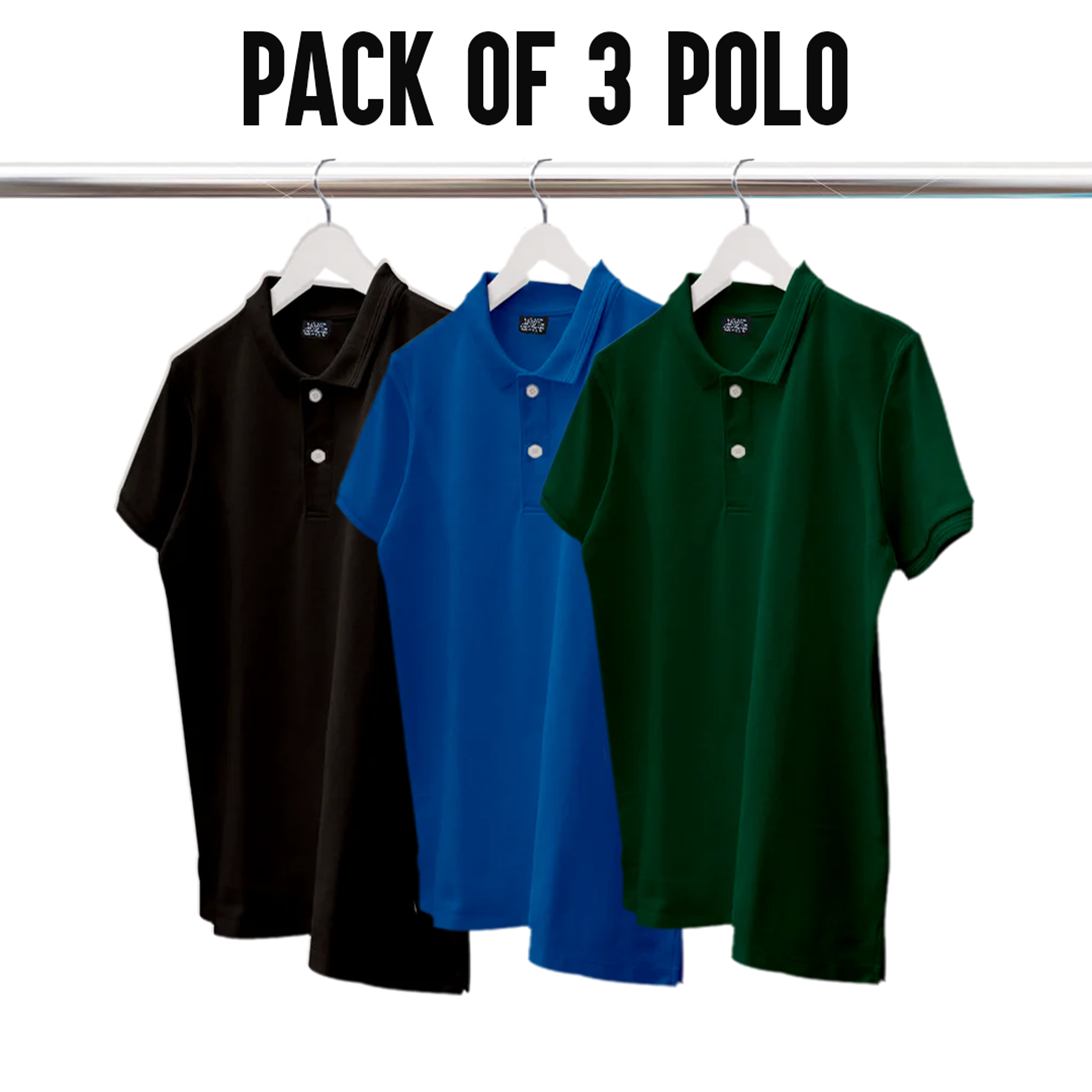 Men's Premium Polo T-Shirt Pack of 3 | Smart Fit | PC Pique Fabric
