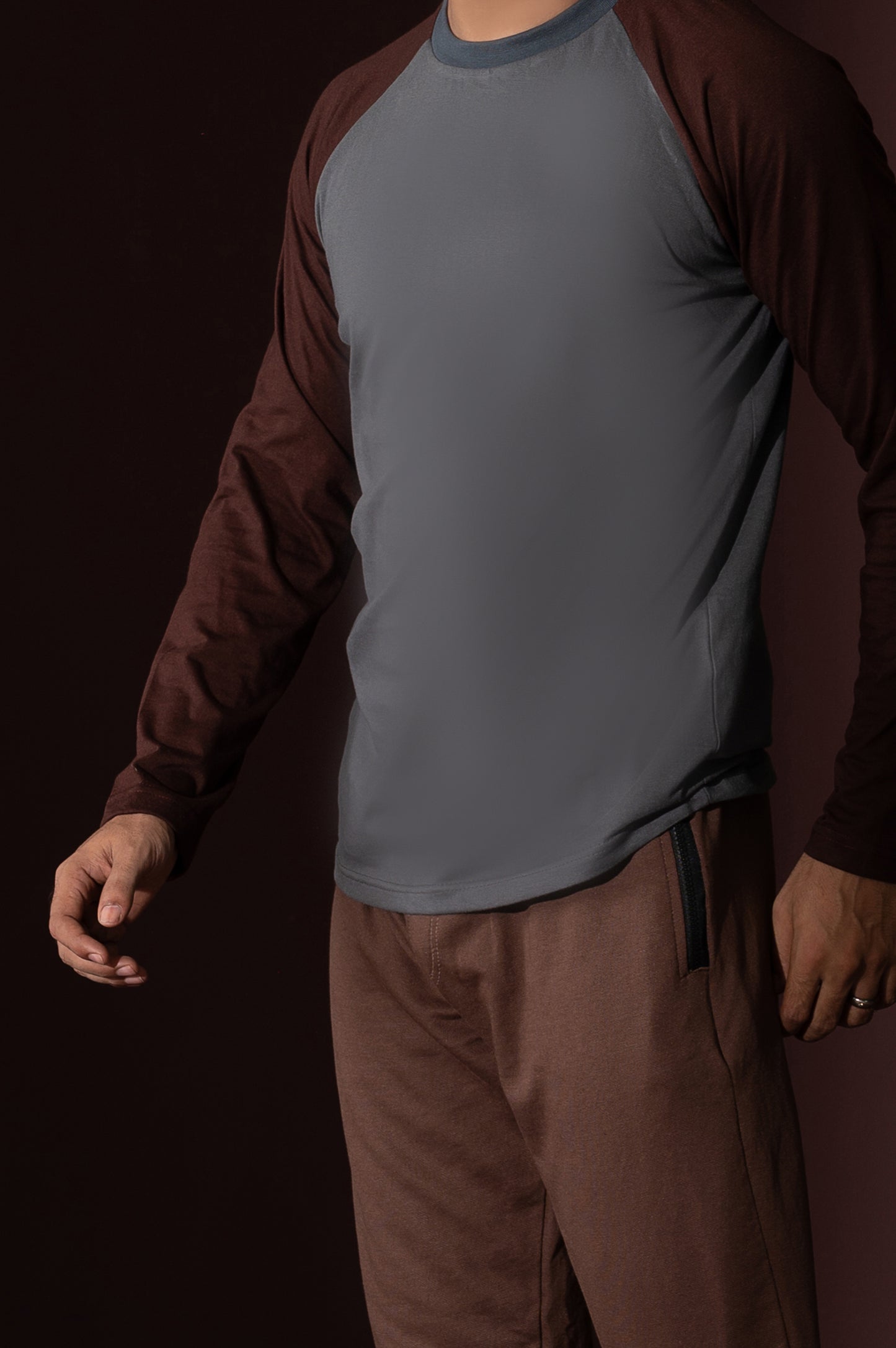 Brown-Grey full sleeves t-shirt