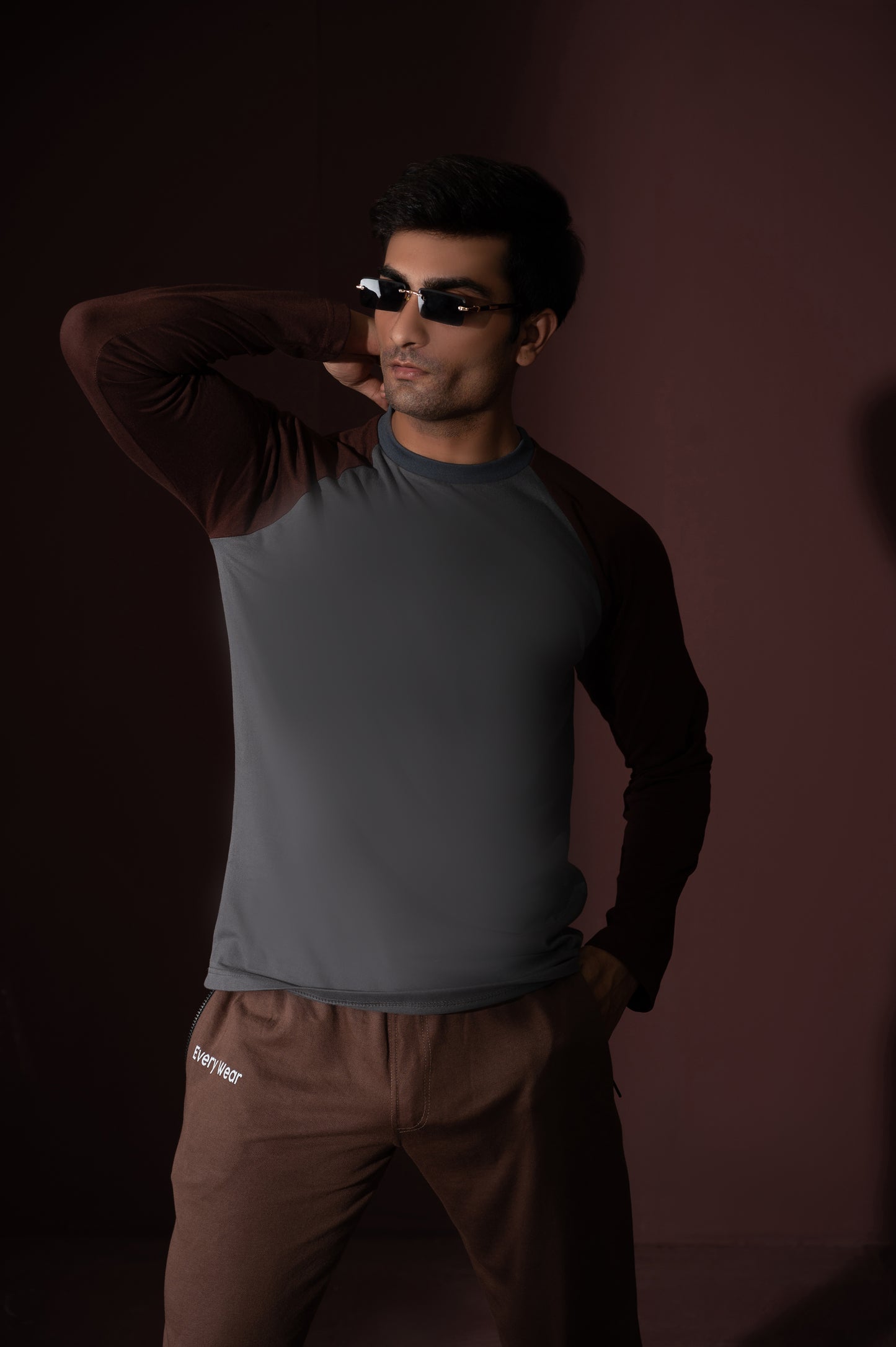 Brown-Grey full sleeves t-shirt