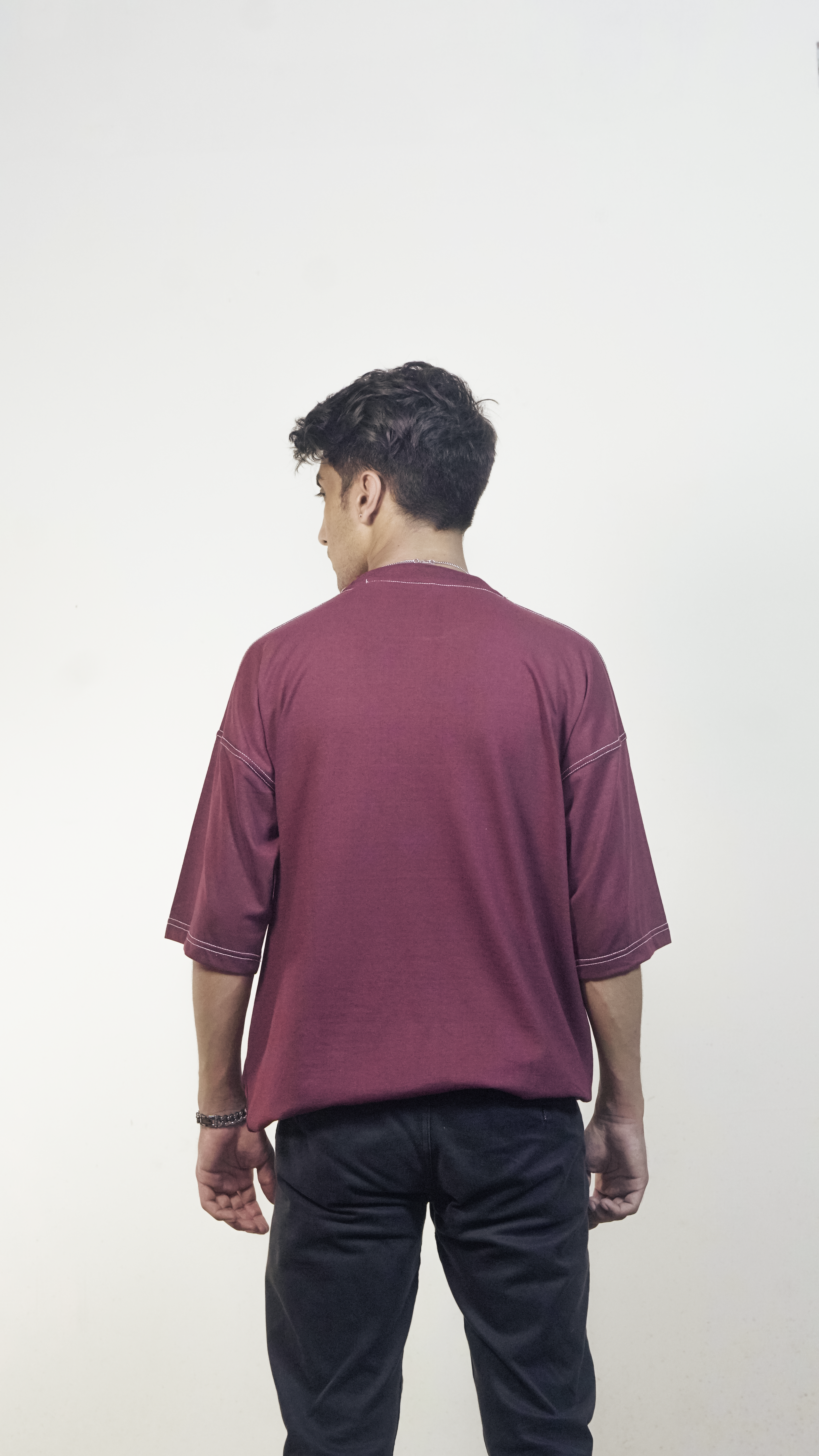 Maroon  contrast oversized Tee