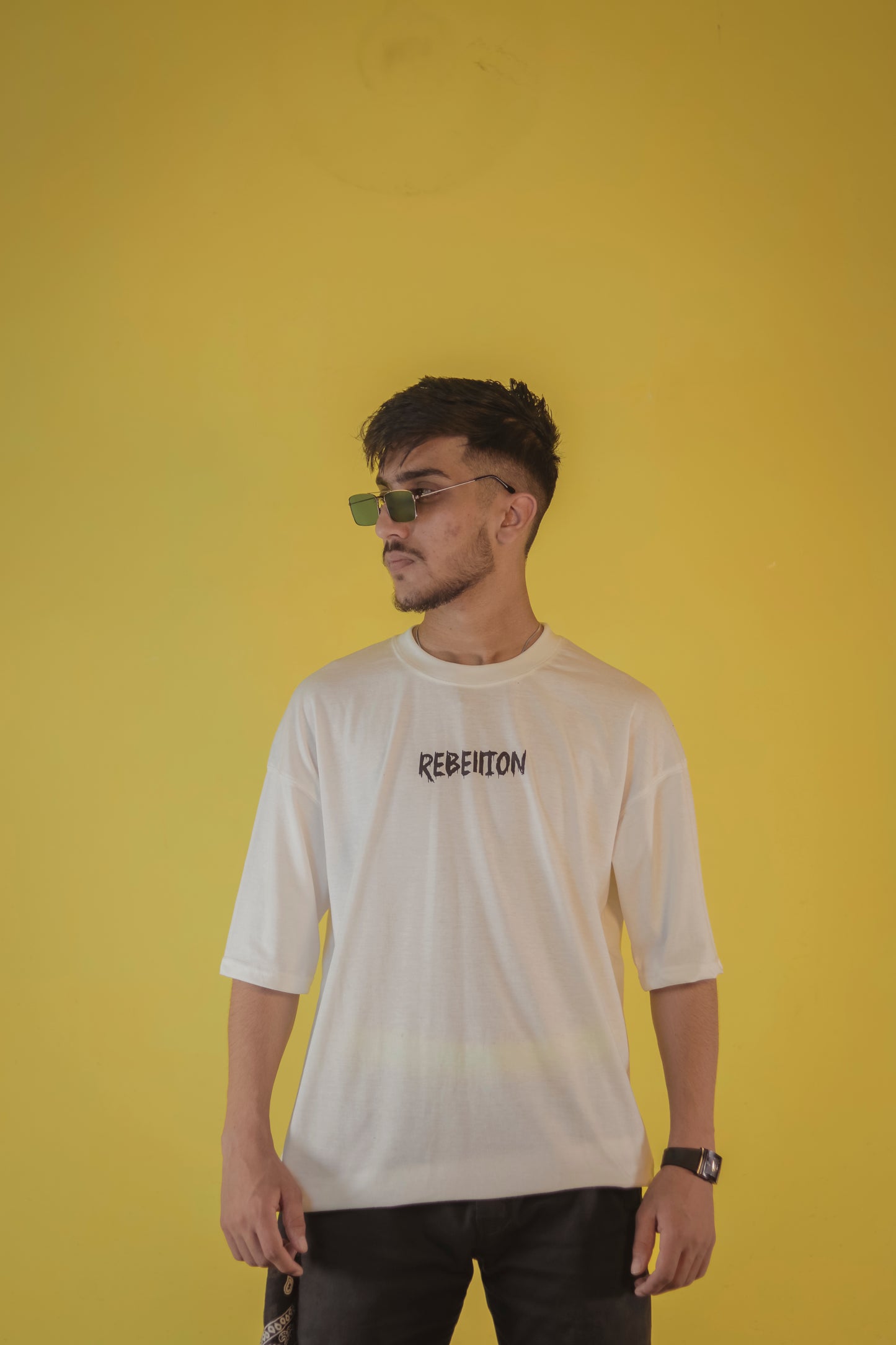 Rebellion White Unisex Over Size T Shirt