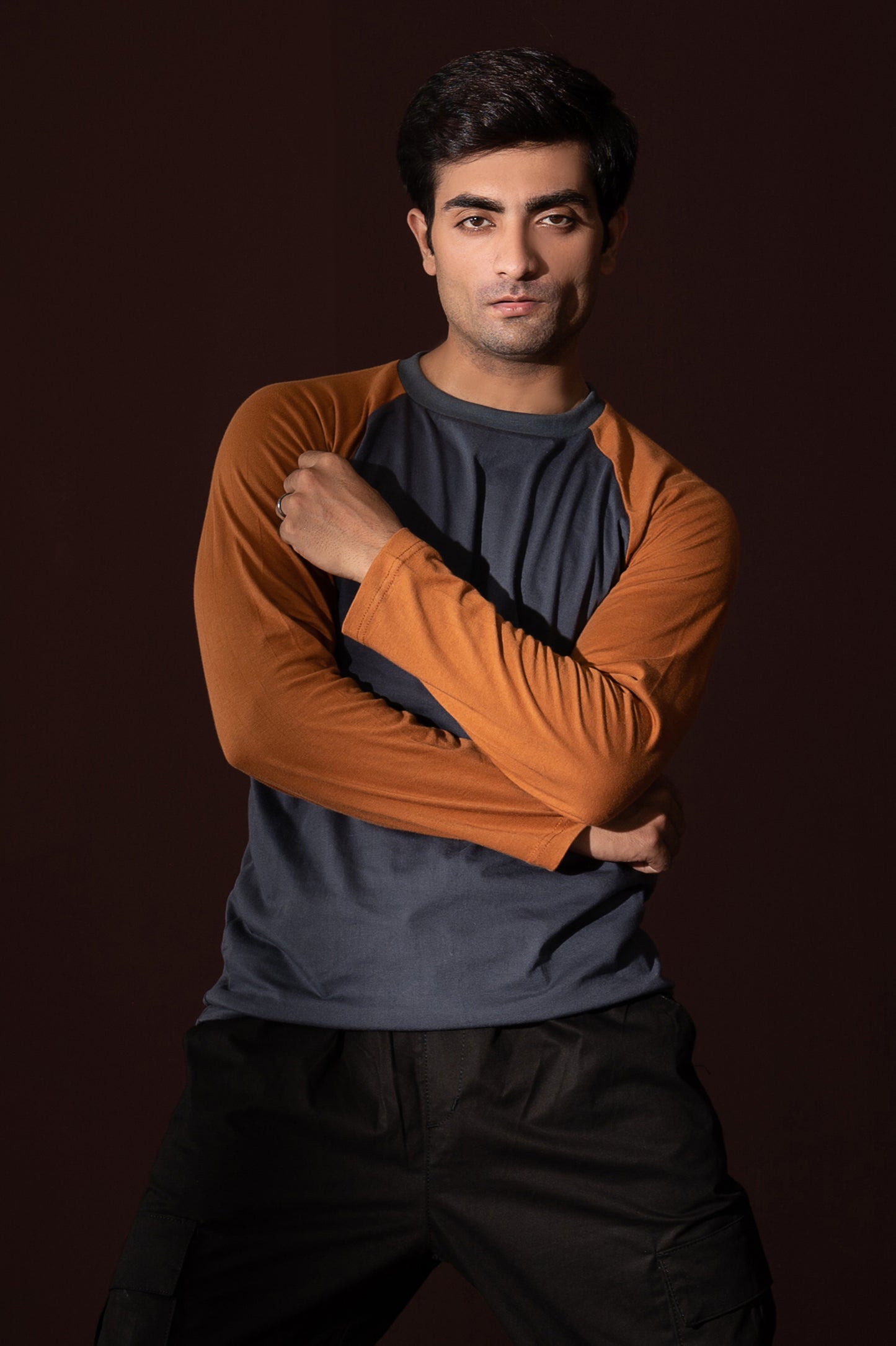 Grey-Mustard Full Sleeves Tee