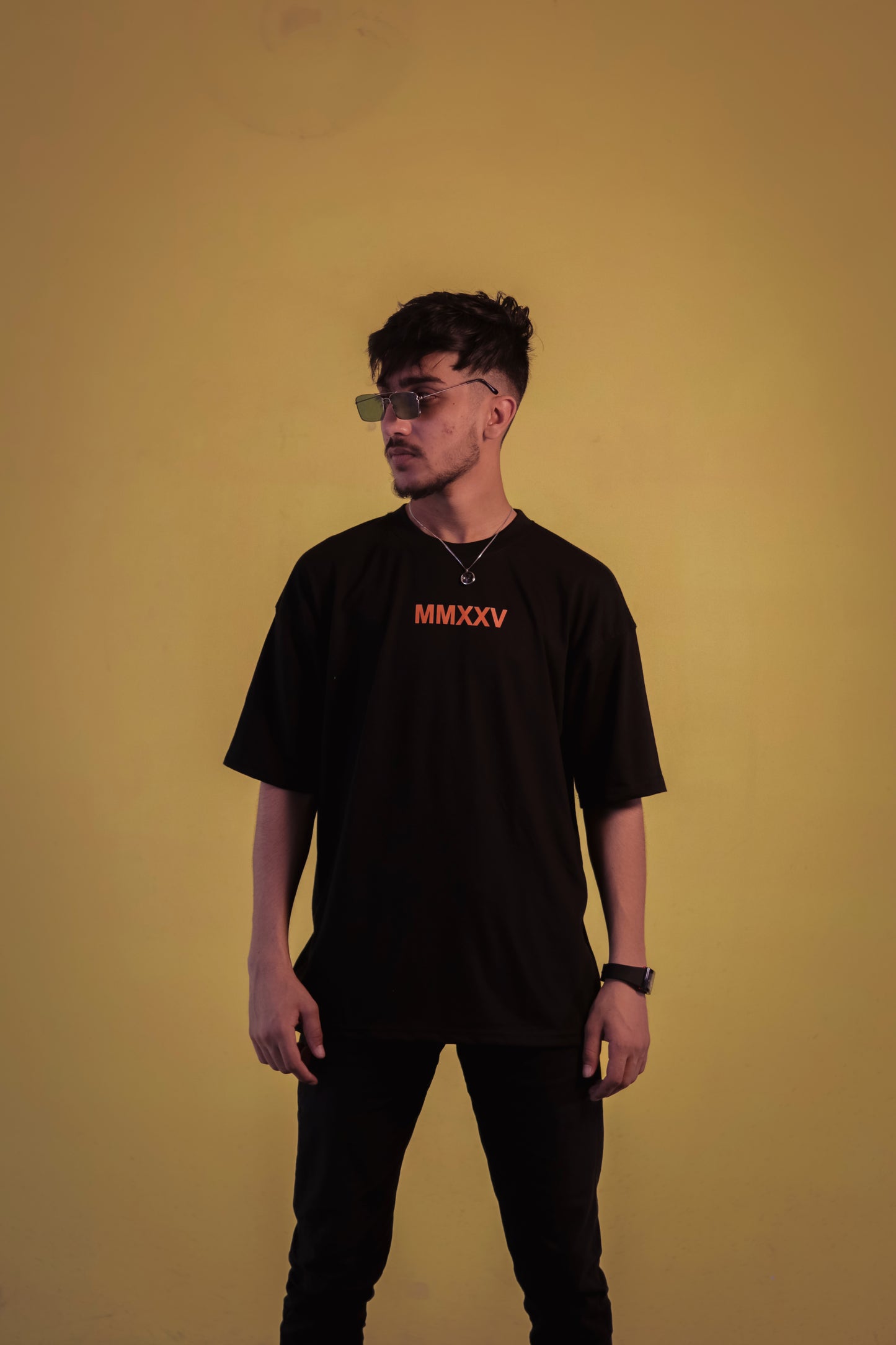 Unisex Black Back Print Over Size T Shirt