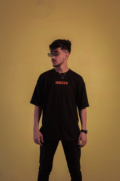 Unisex Black Back Print Over Size T Shirt