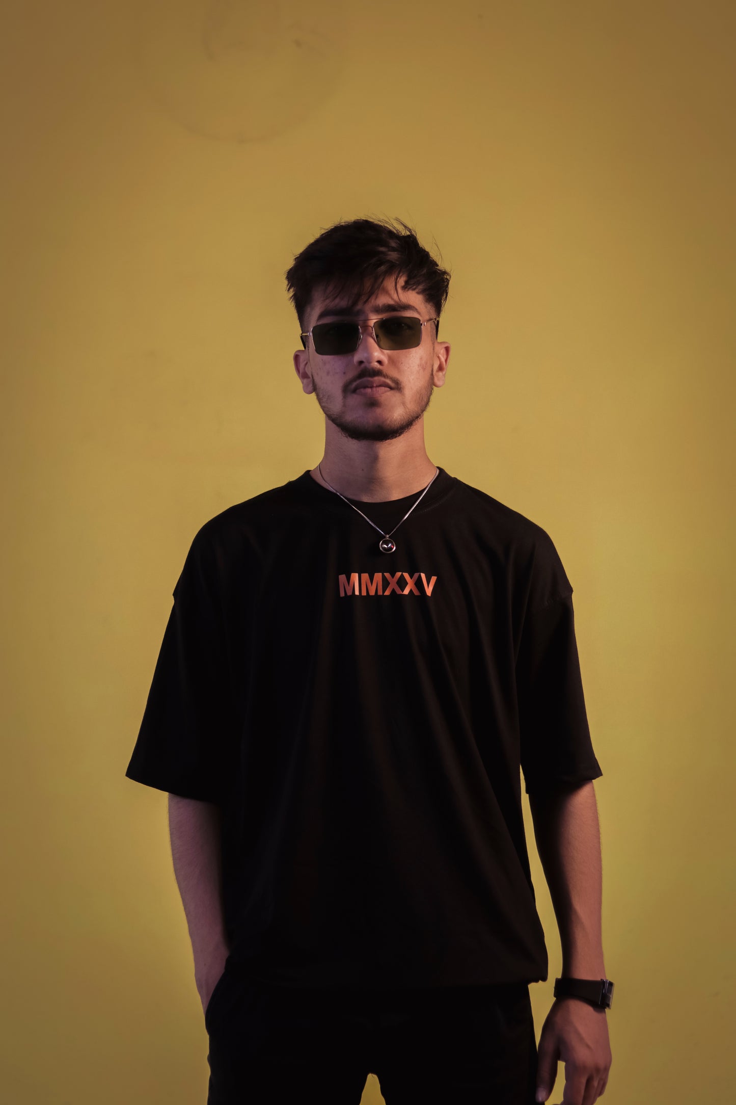 Unisex Black Back Print Over Size T Shirt