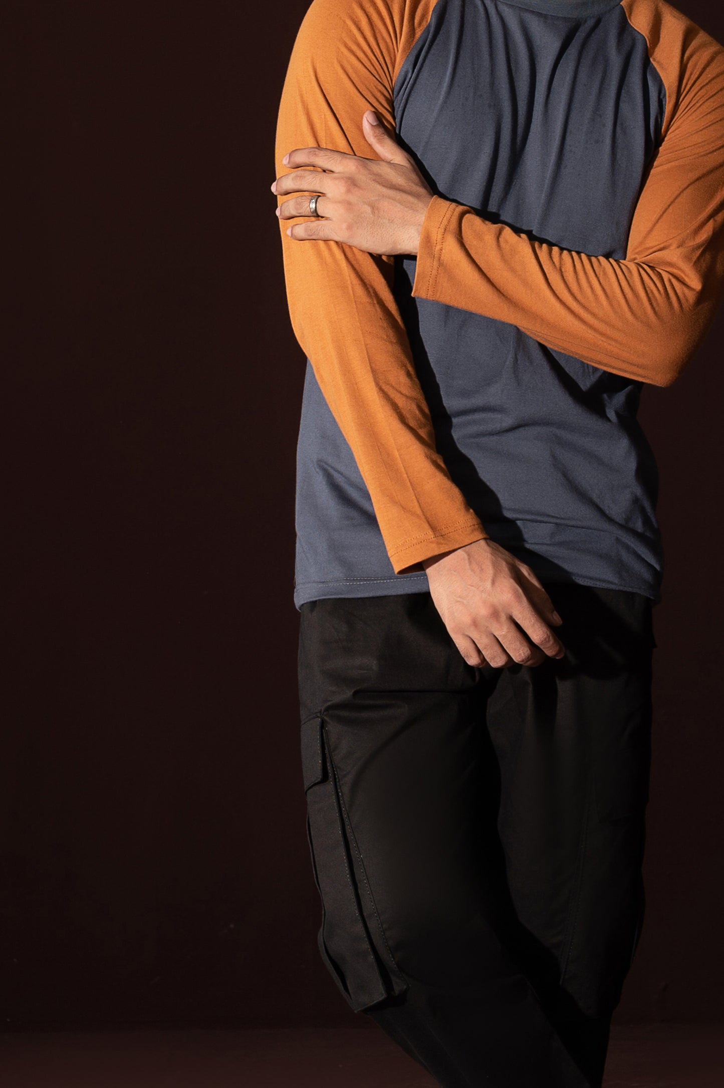 Grey-Mustard Full Sleeves Tee