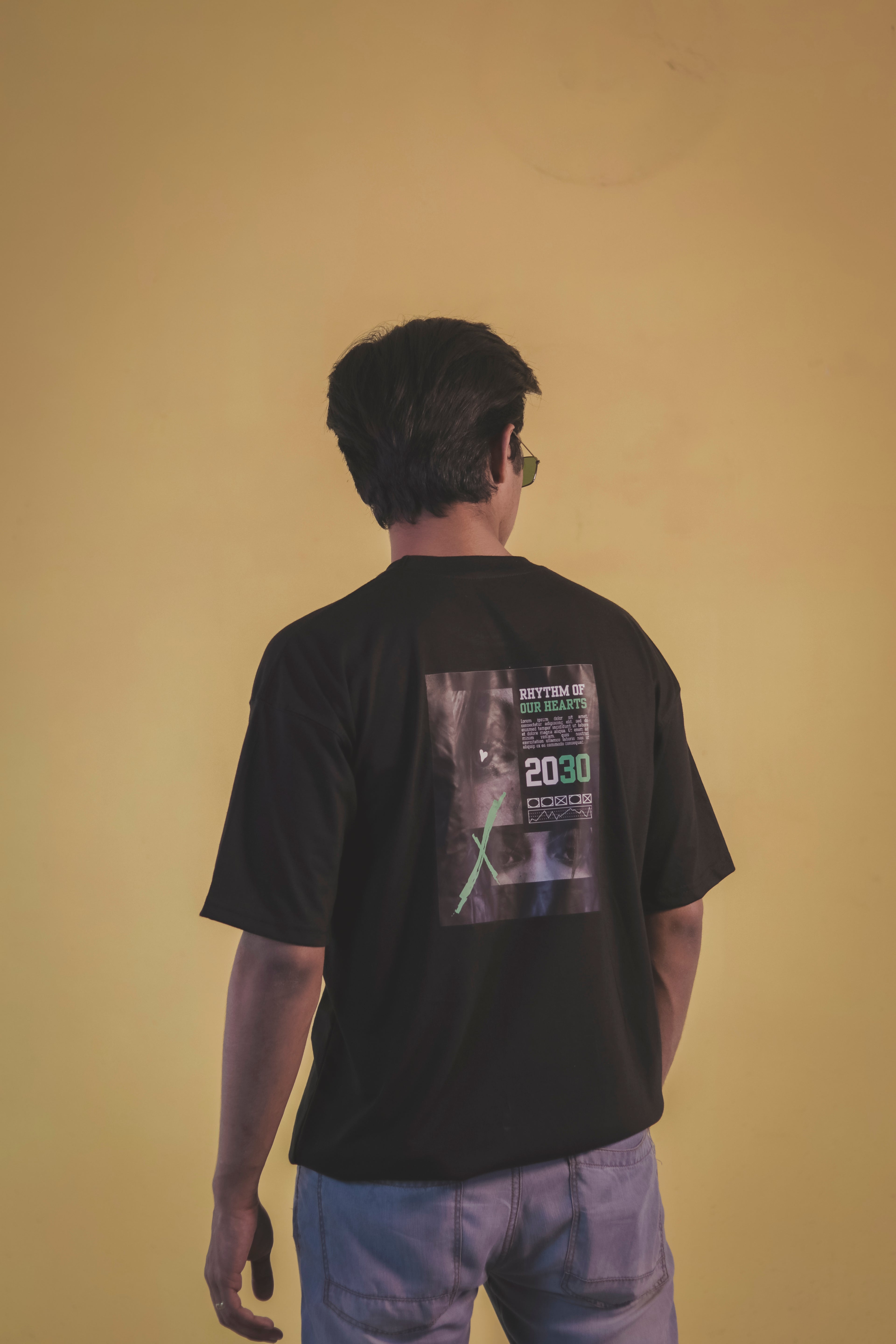 Black Unisex Printed Oversize t Shirt