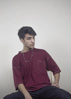 Maroon  contrast oversized Tee