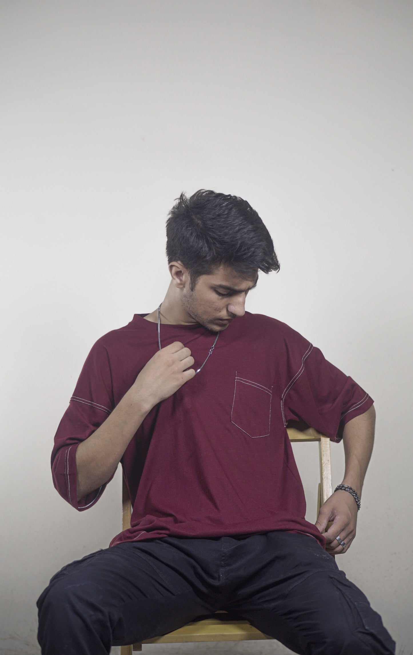 Maroon  contrast oversized Tee