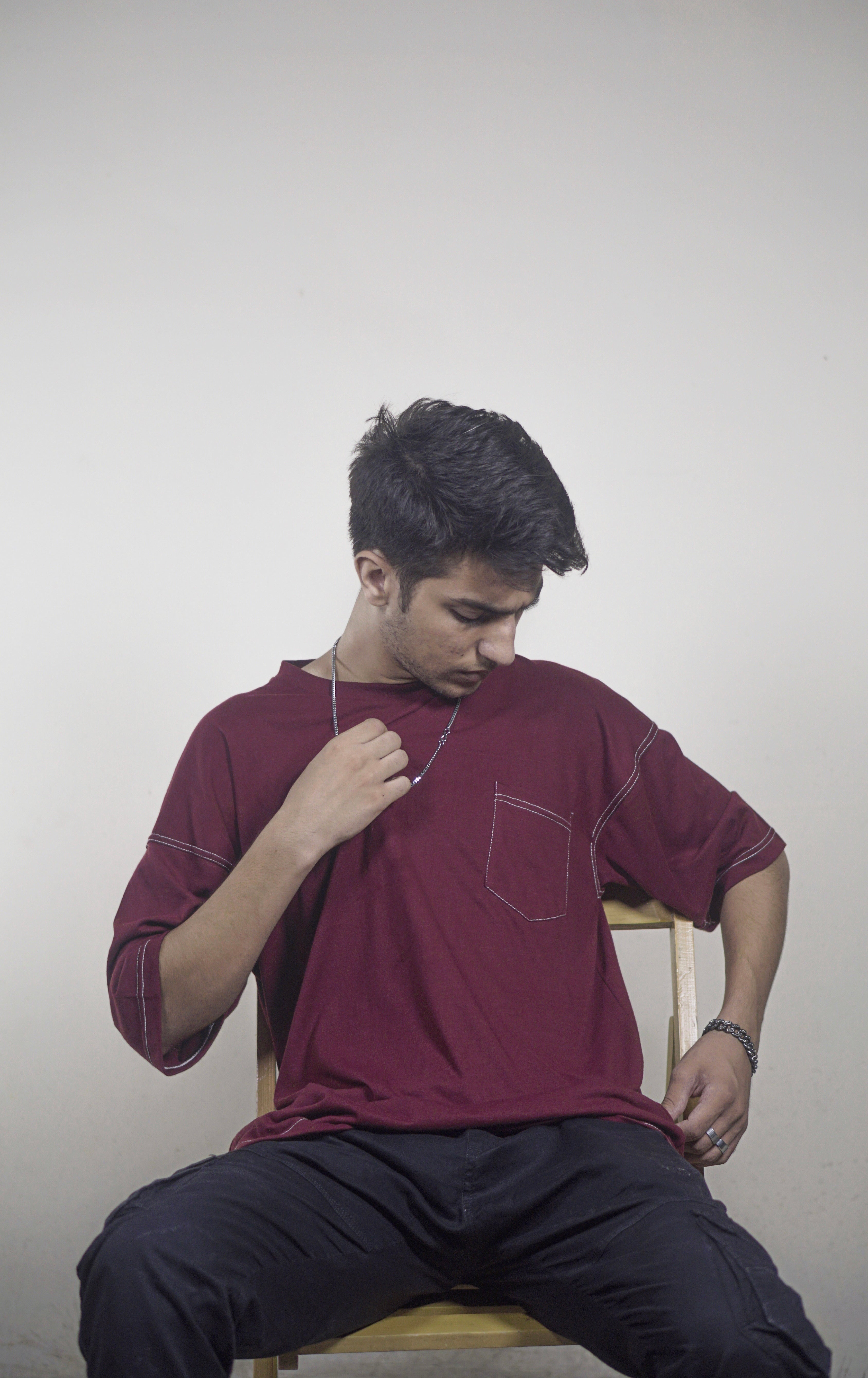 Maroon  contrast oversized Tee