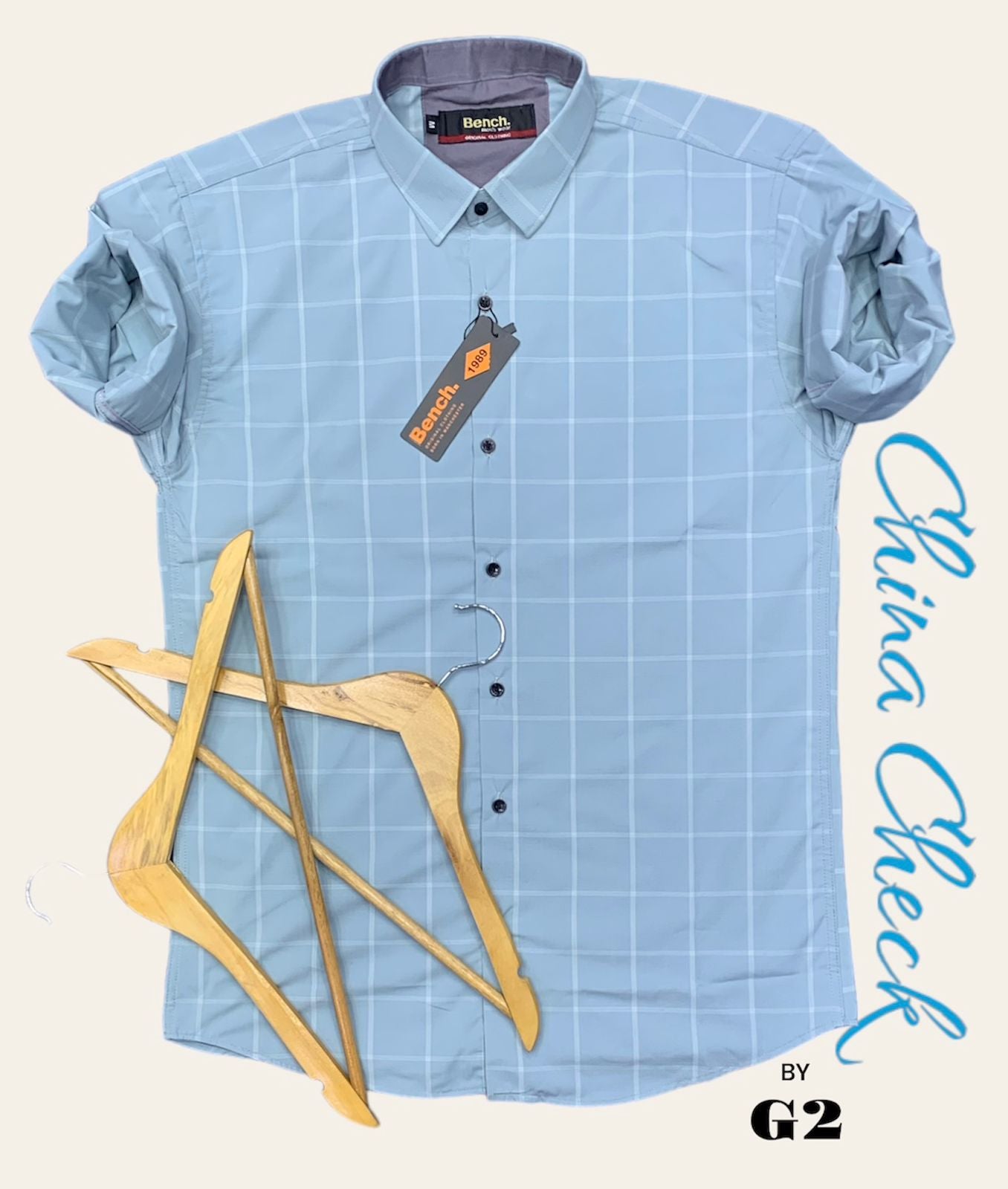 Bench Men's Blue White Check Shirt