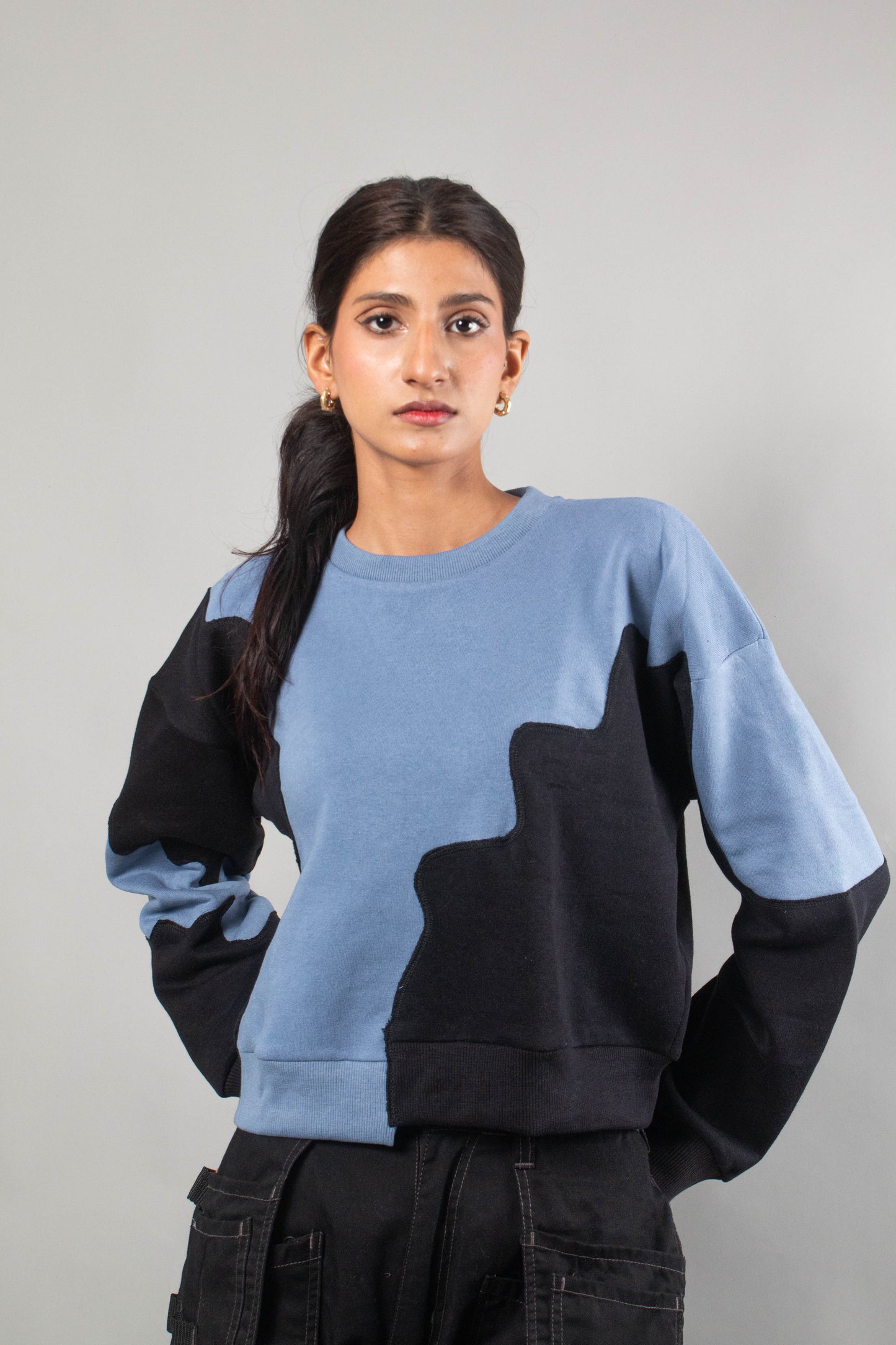 Rework blue-black sweat shirt