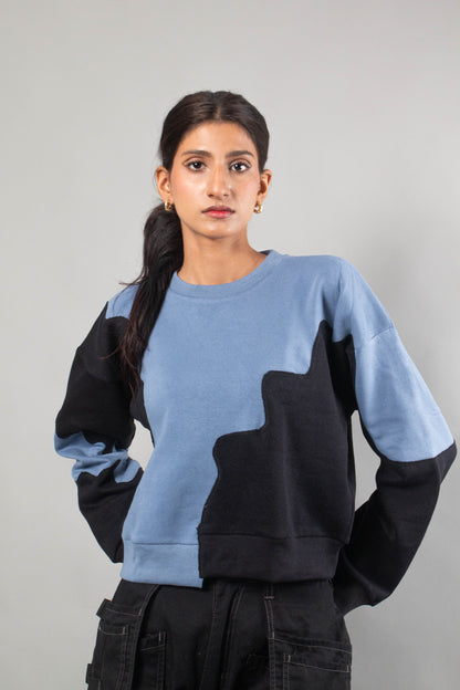 Rework blue-black sweat shirt