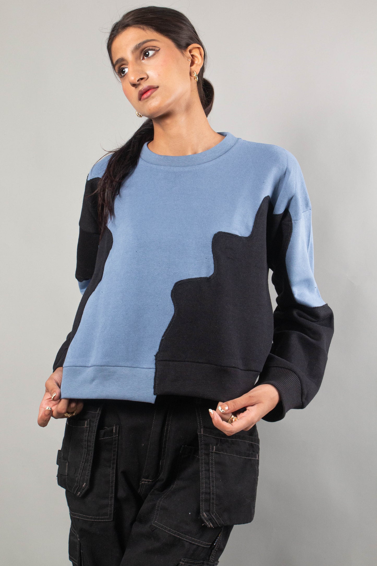 Rework blue-black sweat shirt