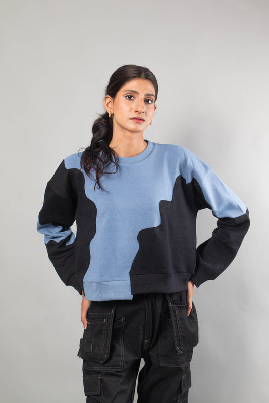 Rework blue-black sweat shirt