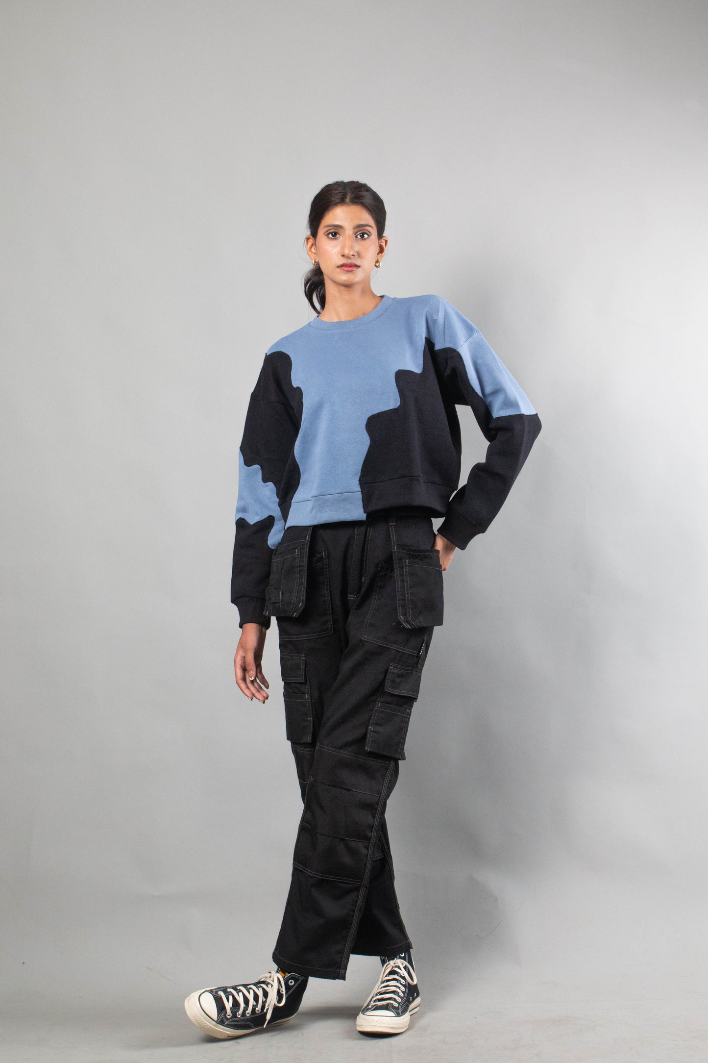 Rework blue-black sweat shirt