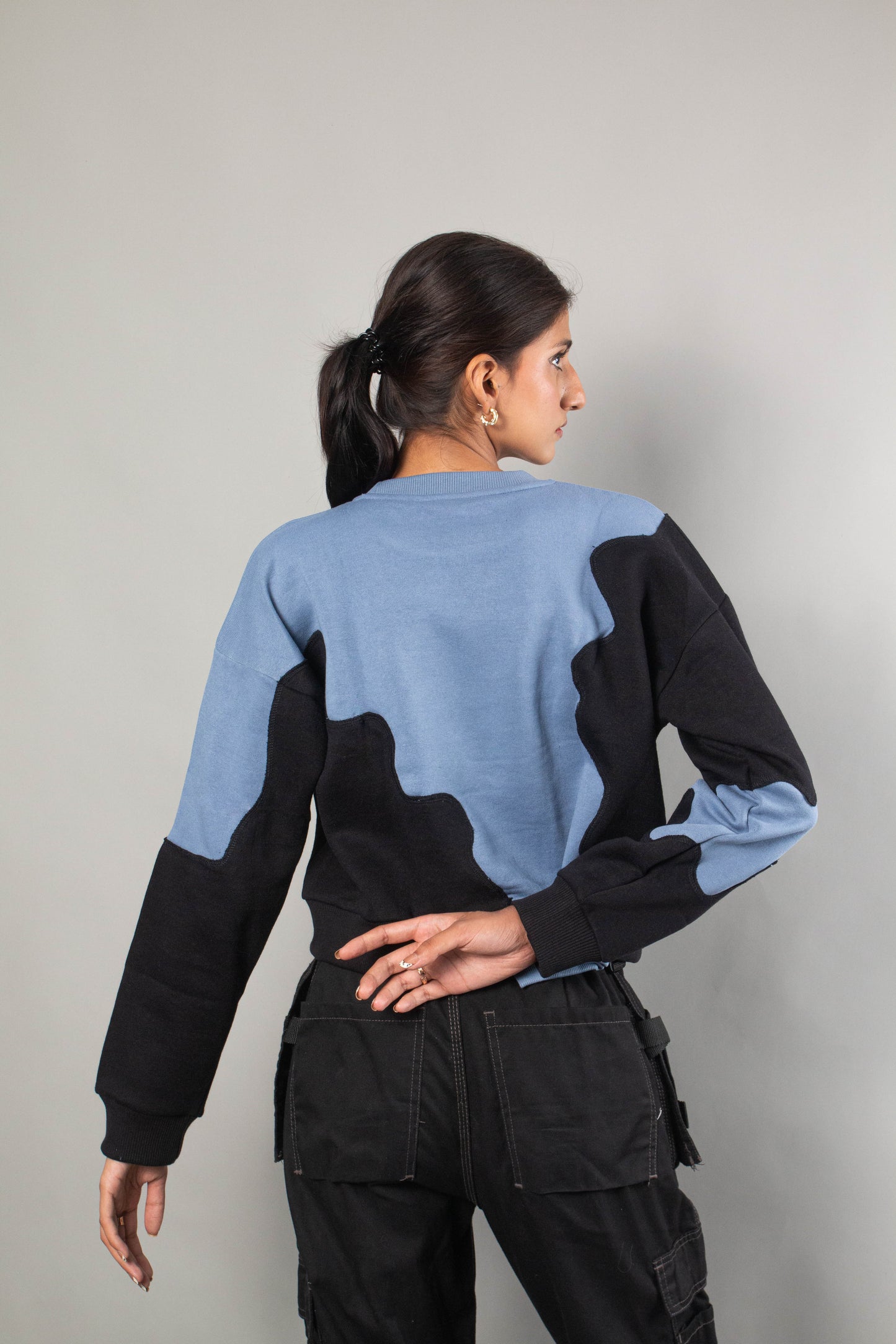Rework blue-black sweat shirt