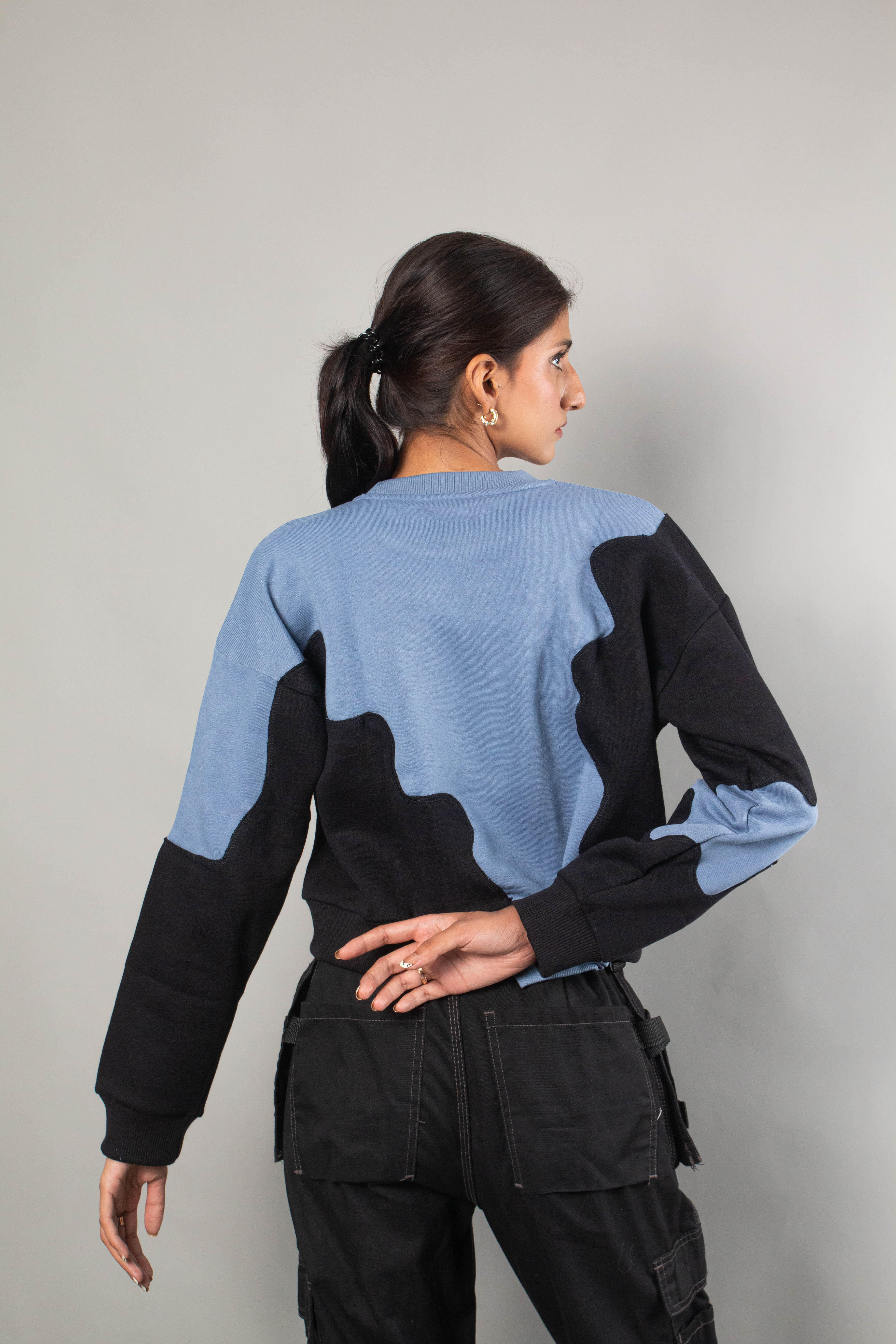 Rework blue-black sweat shirt