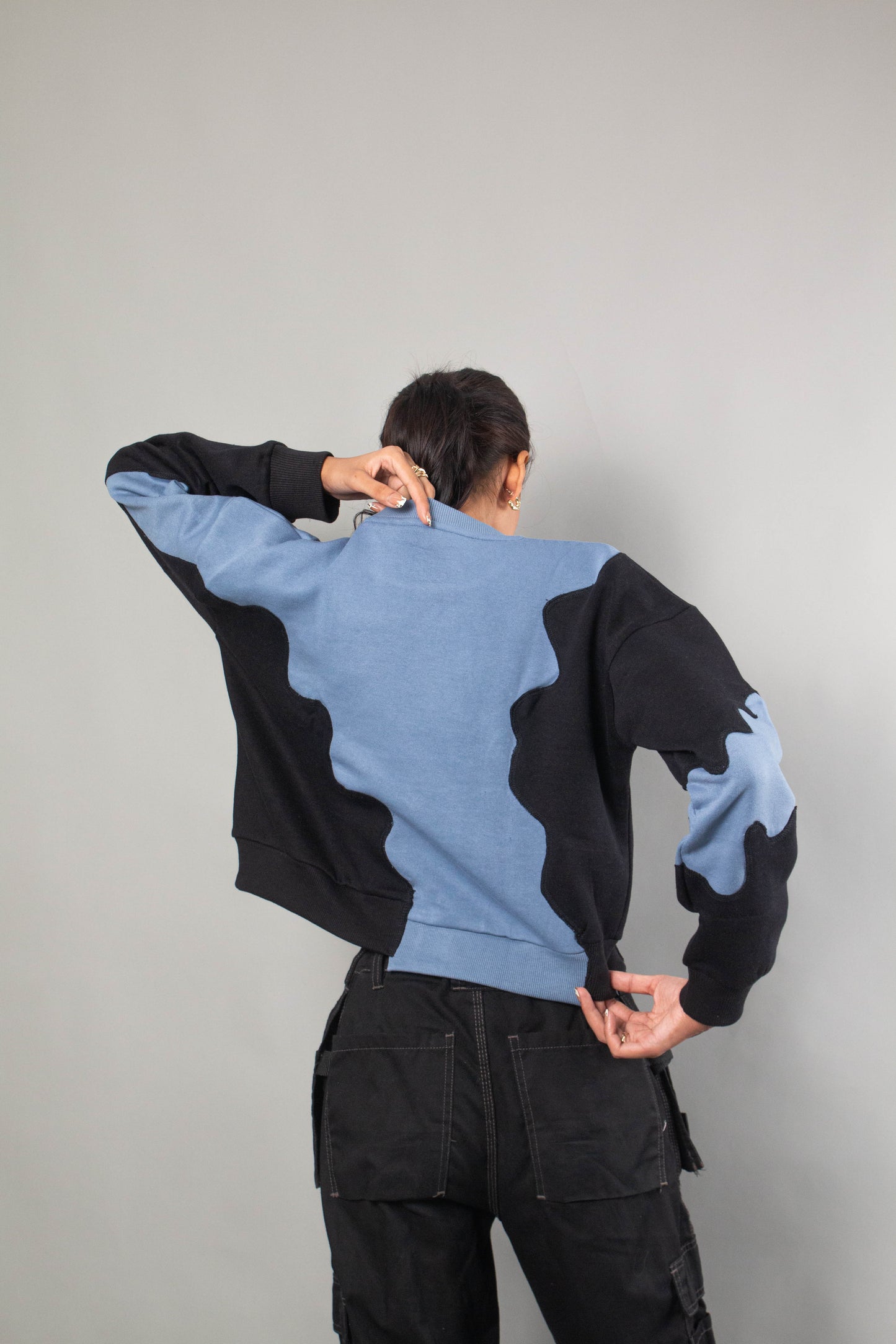 Rework blue-black sweat shirt