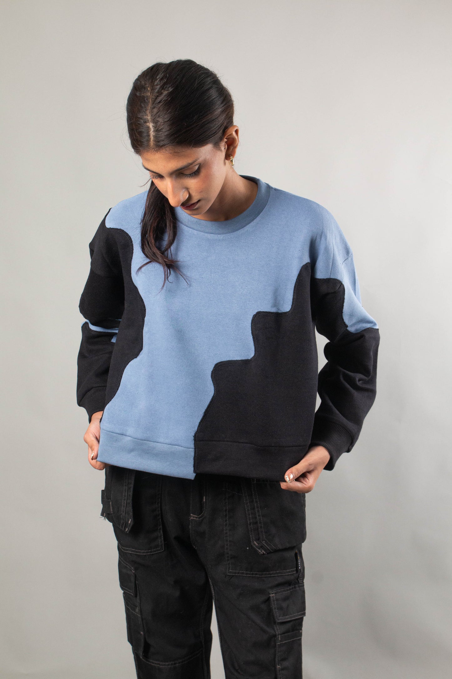 Rework blue-black sweat shirt