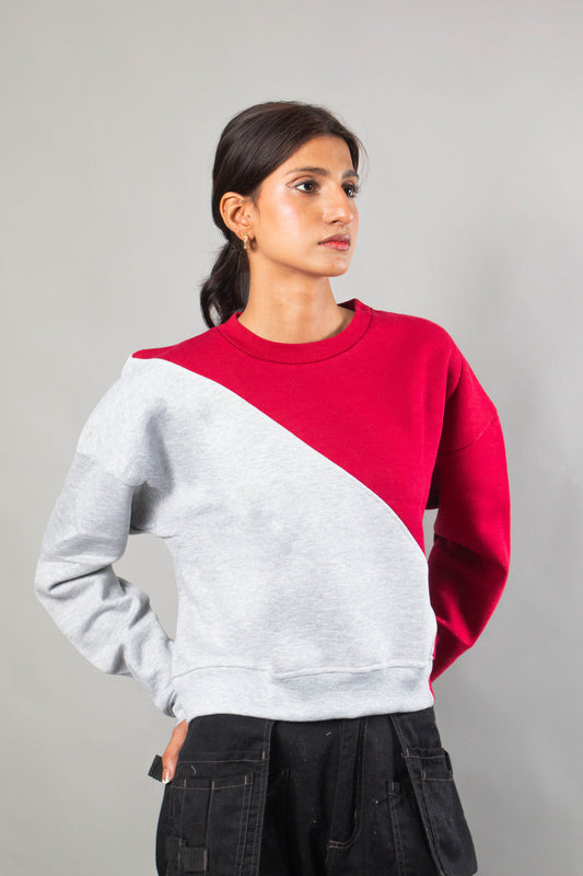 Red-Grey cross sweat shirt