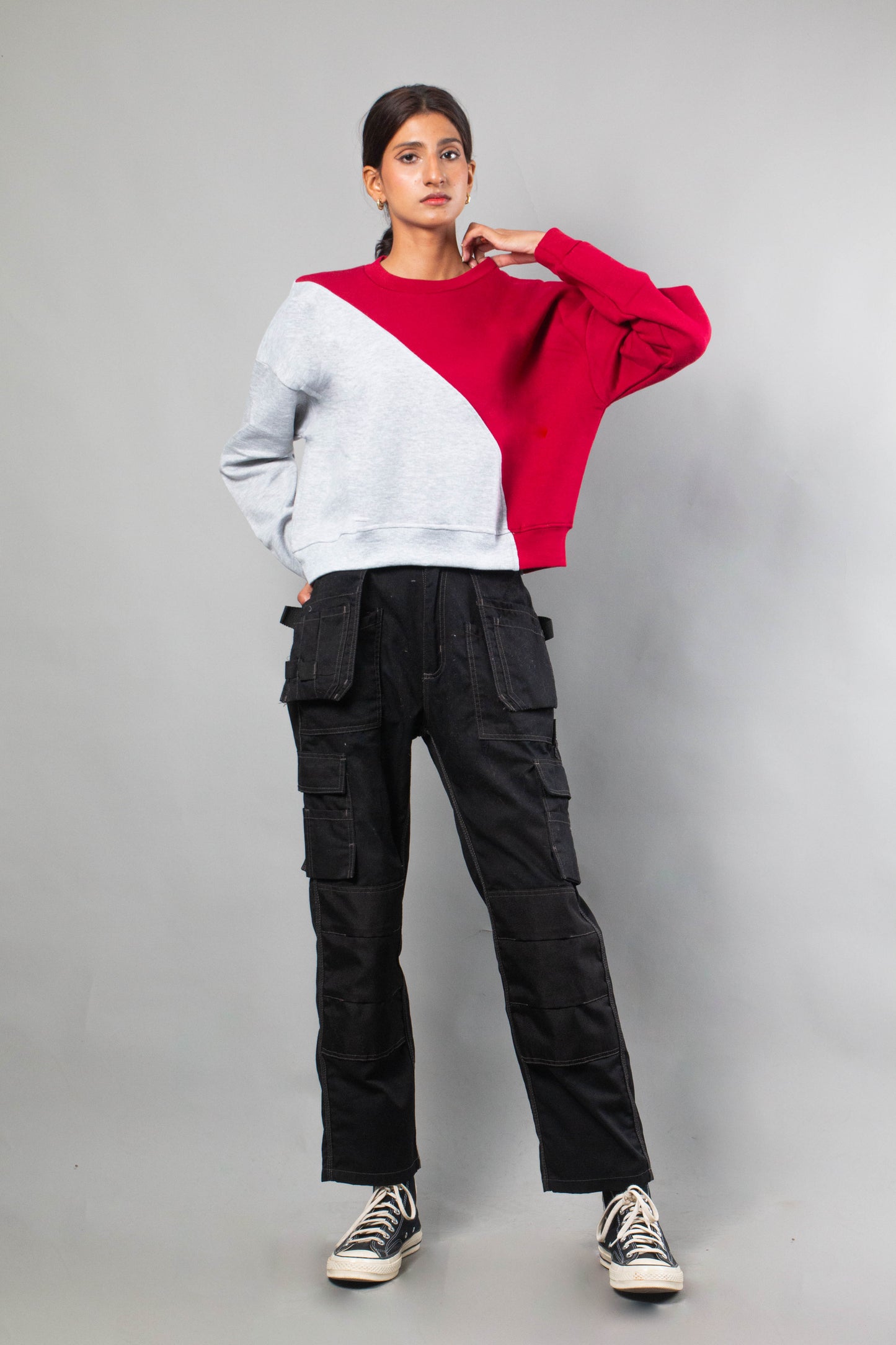 Red-Grey cross sweat shirt