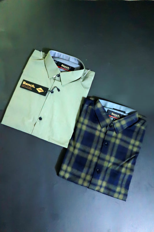 Men's Plain and Check Shirts Pack of 2