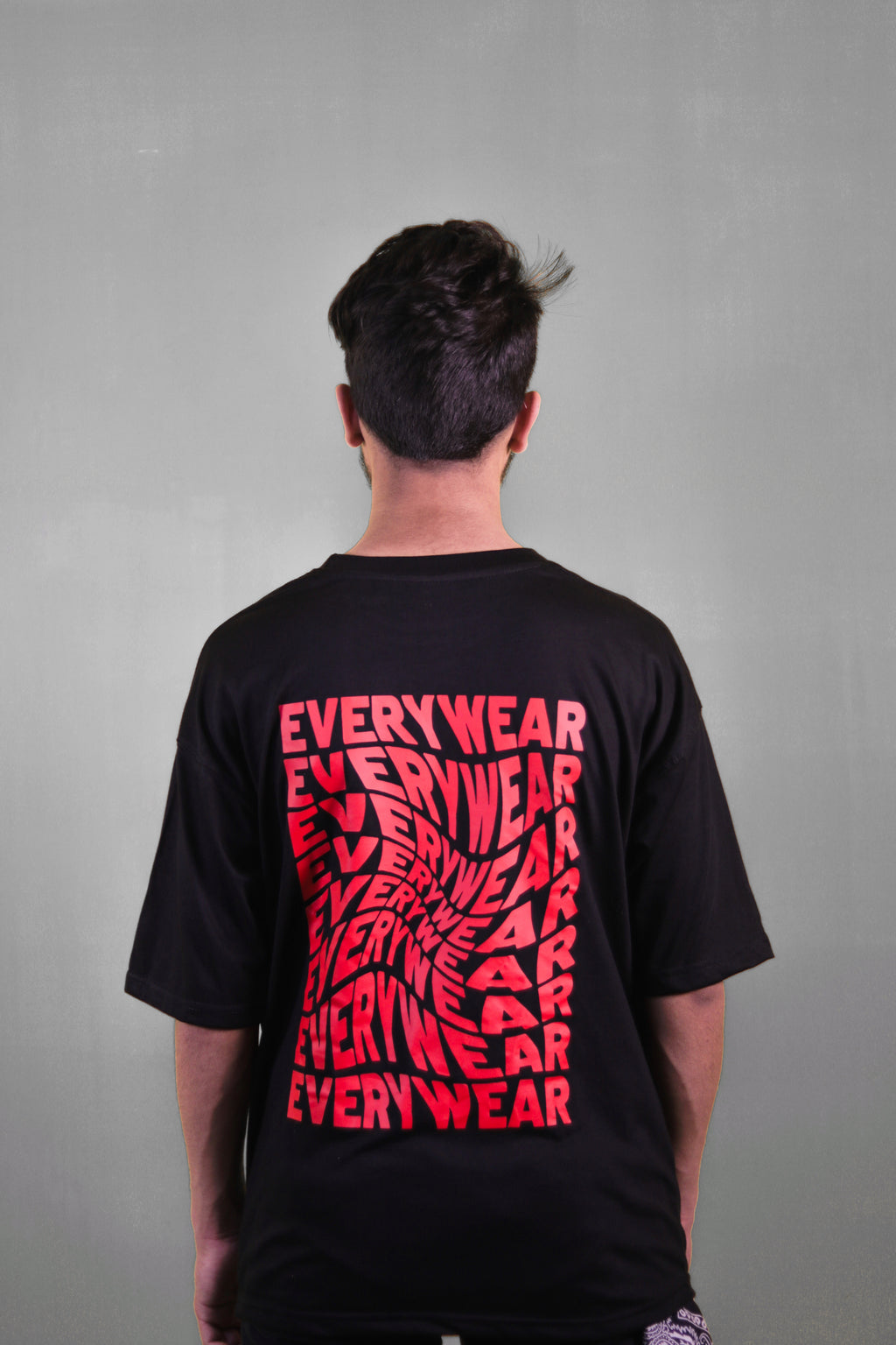 Every Wear Black Unisex Back Print Over Size T Shirt