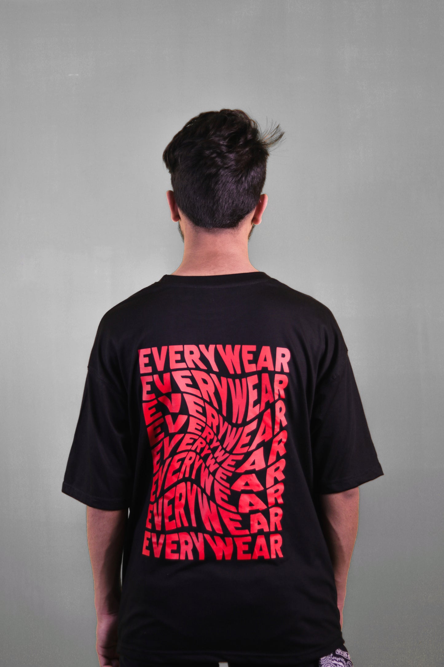 Every Wear Black Unisex Back Print Over Size T Shirt