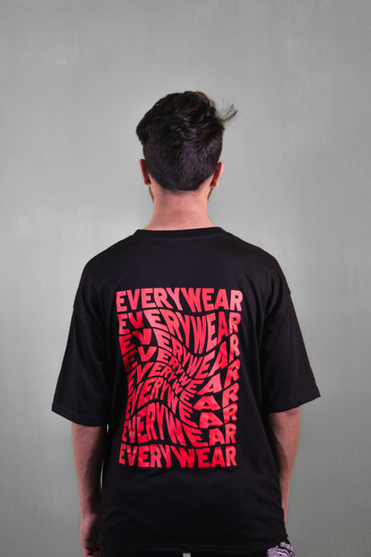 Every Wear Black Unisex Back Print Over Size T Shirt