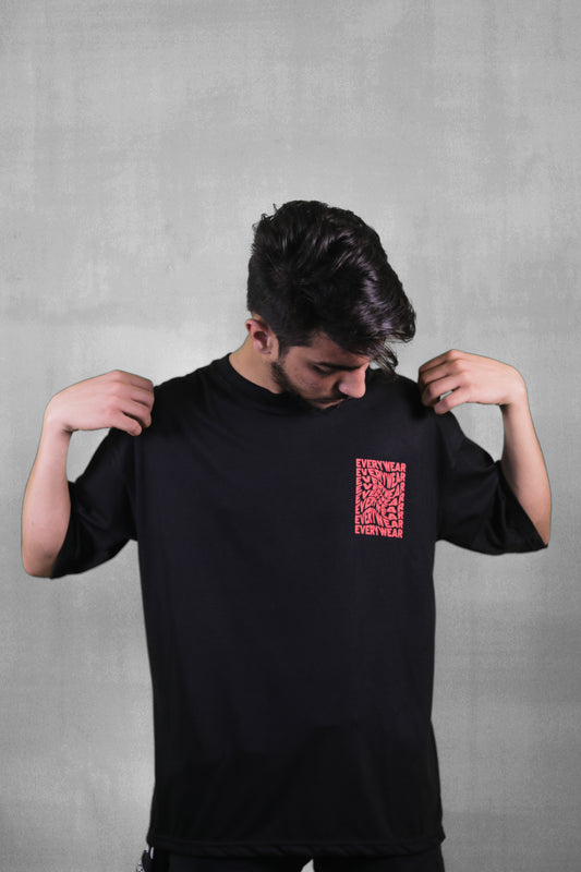 Every Wear Black Unisex Back Print Over Size T Shirt