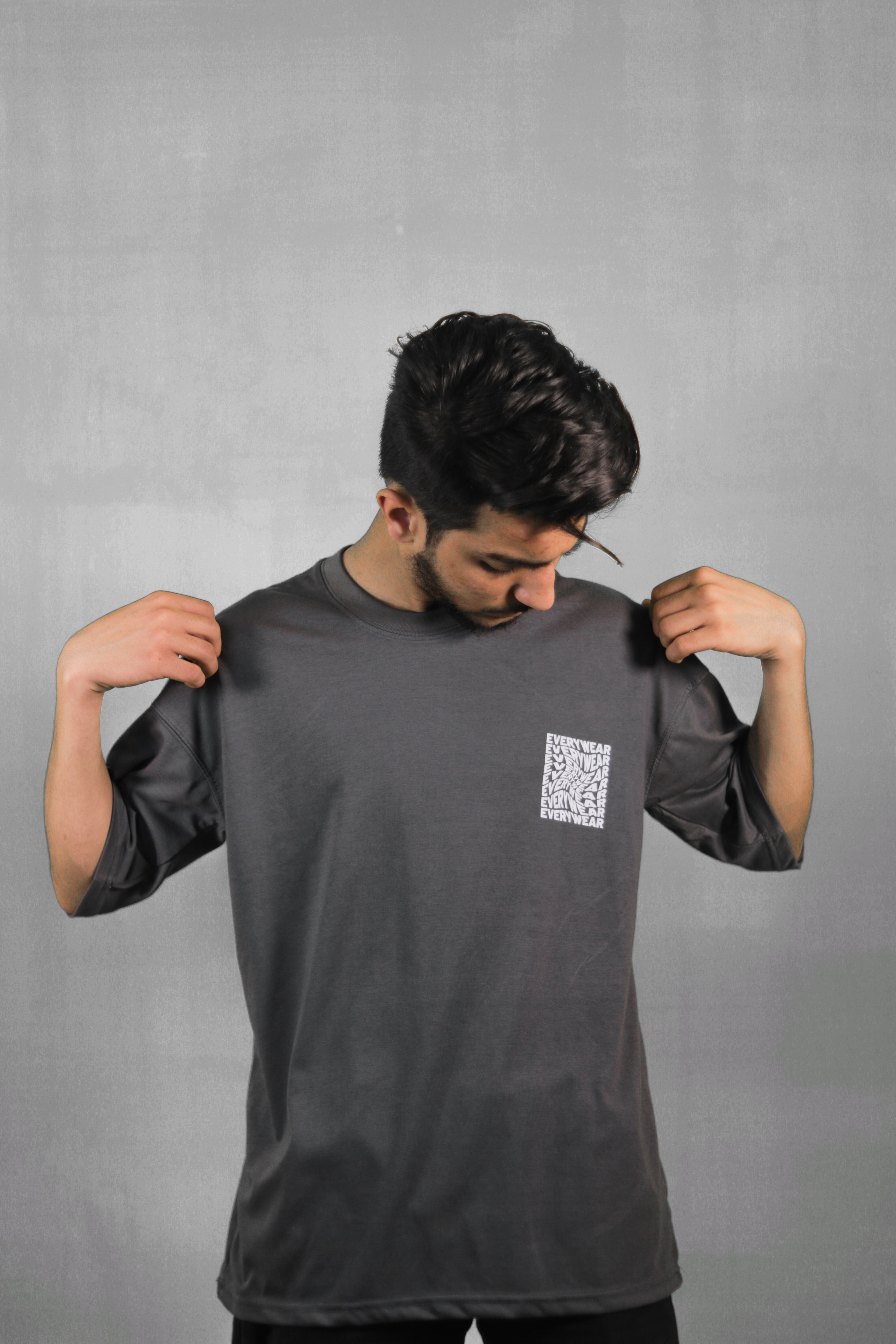 Every Wear Grey Unisex Back Print Over Size T Shirt