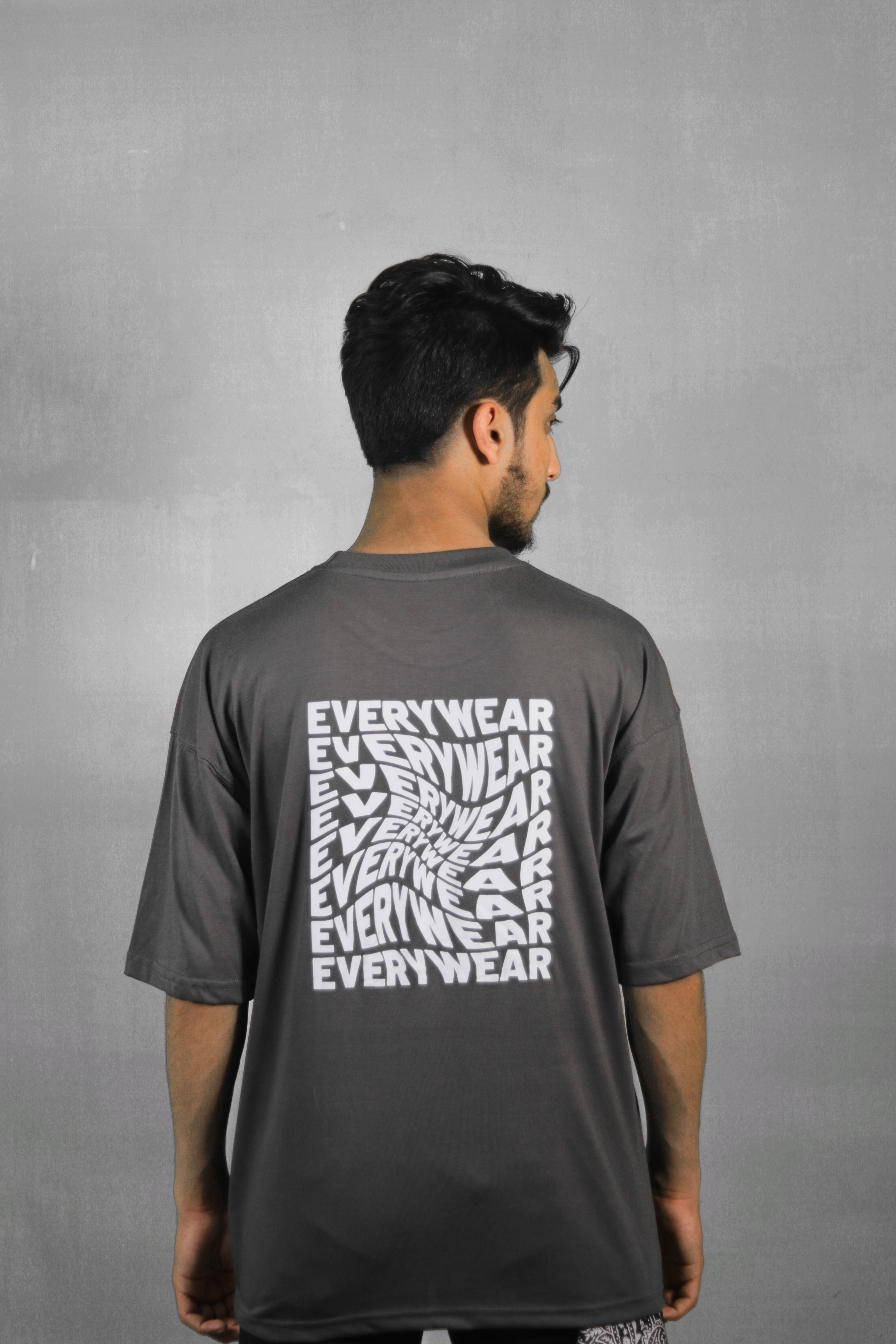 Every Wear Grey Unisex Back Print Over Size T Shirt
