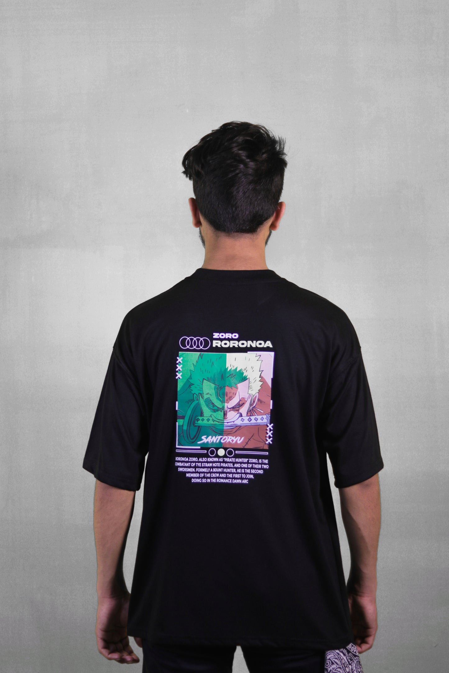 Zoro Black Unisex Back Print Over Size T Shirt