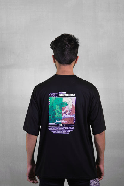 Zoro Black Unisex Back Print Over Size T Shirt