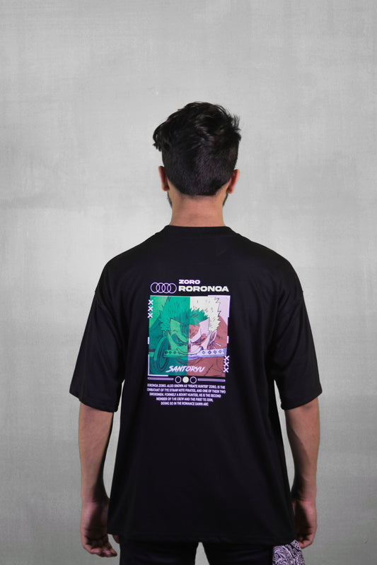 Zoro Black Unisex Back Print Over Size T Shirt