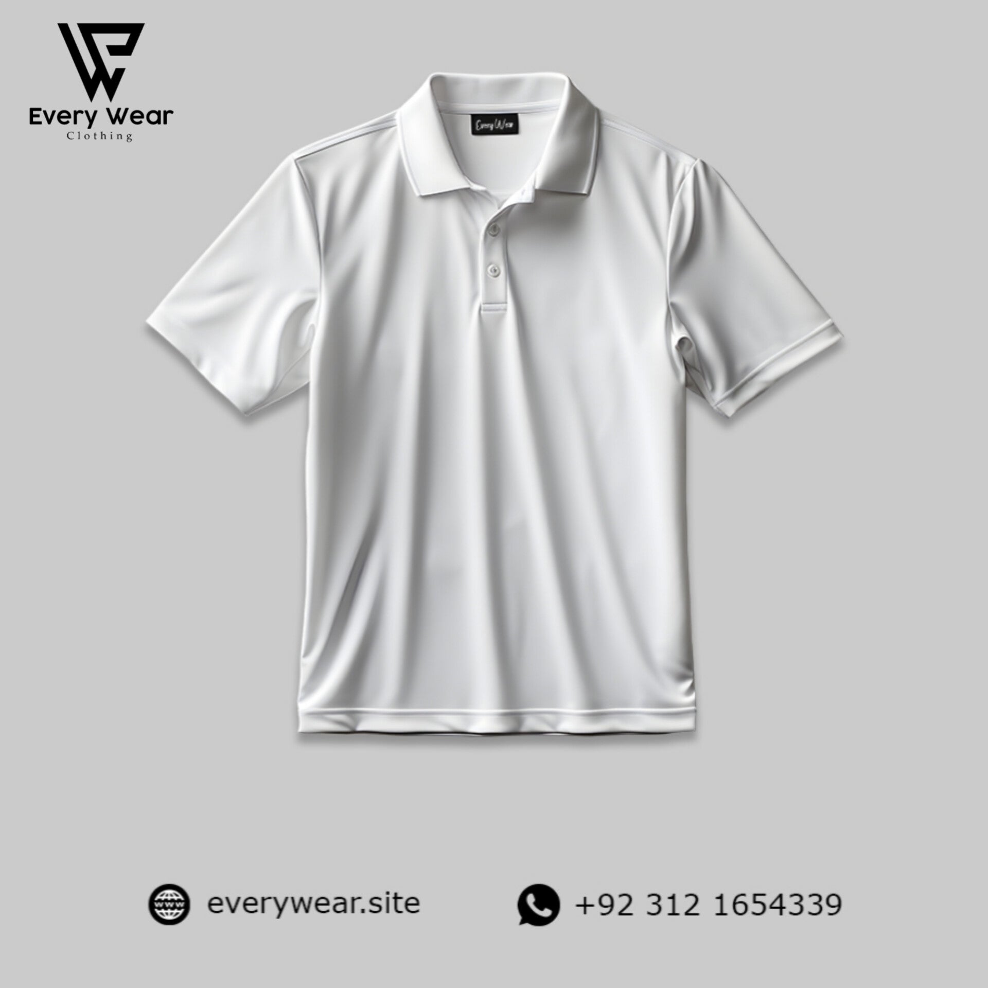 WHITE MEN'S BASIC POLO T SHIRT