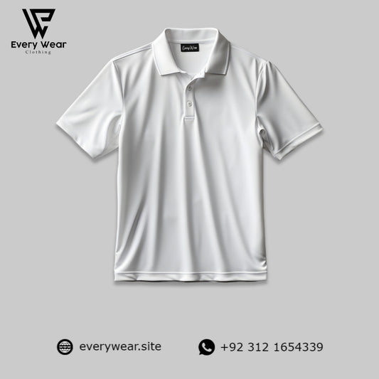 WHITE MEN'S BASIC POLO T SHIRT
