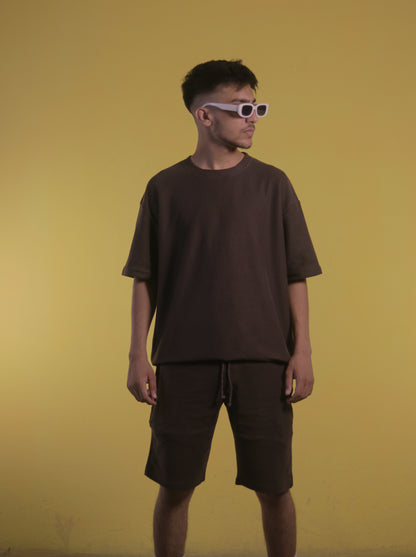 Brown Textured Oversized Co-ord set