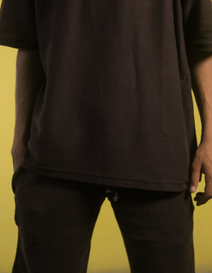 Brown Textured Oversized Co-ord set
