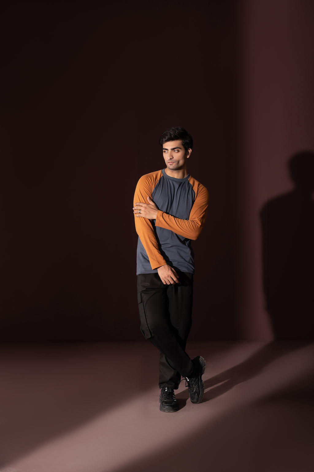 Grey-Mustard Full Sleeves Tee