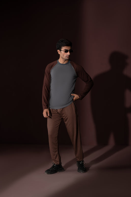 Brown-Grey full sleeves t-shirt