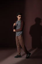 Brown-Grey full sleeves t-shirt