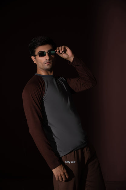 Brown-Grey full sleeves t-shirt