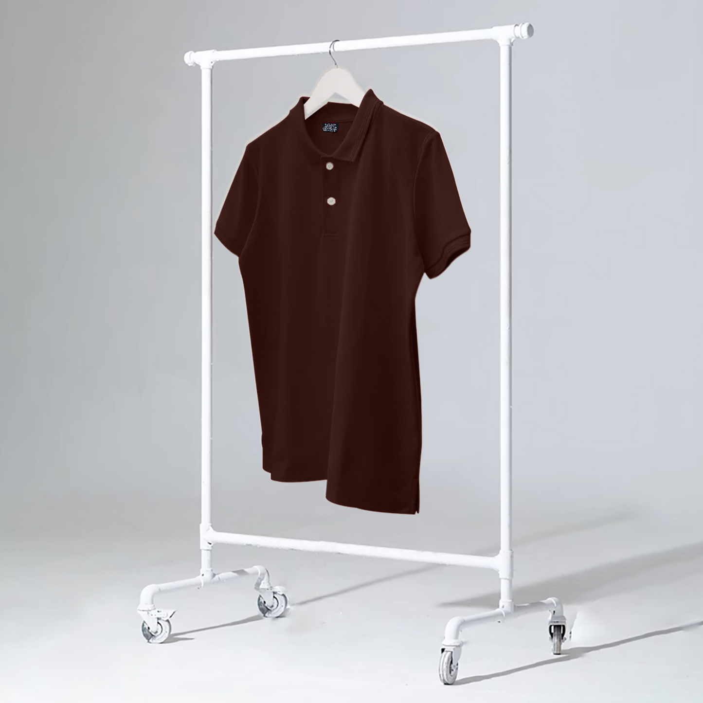 BROWN MEN'S BASIC POLO T SHIRT