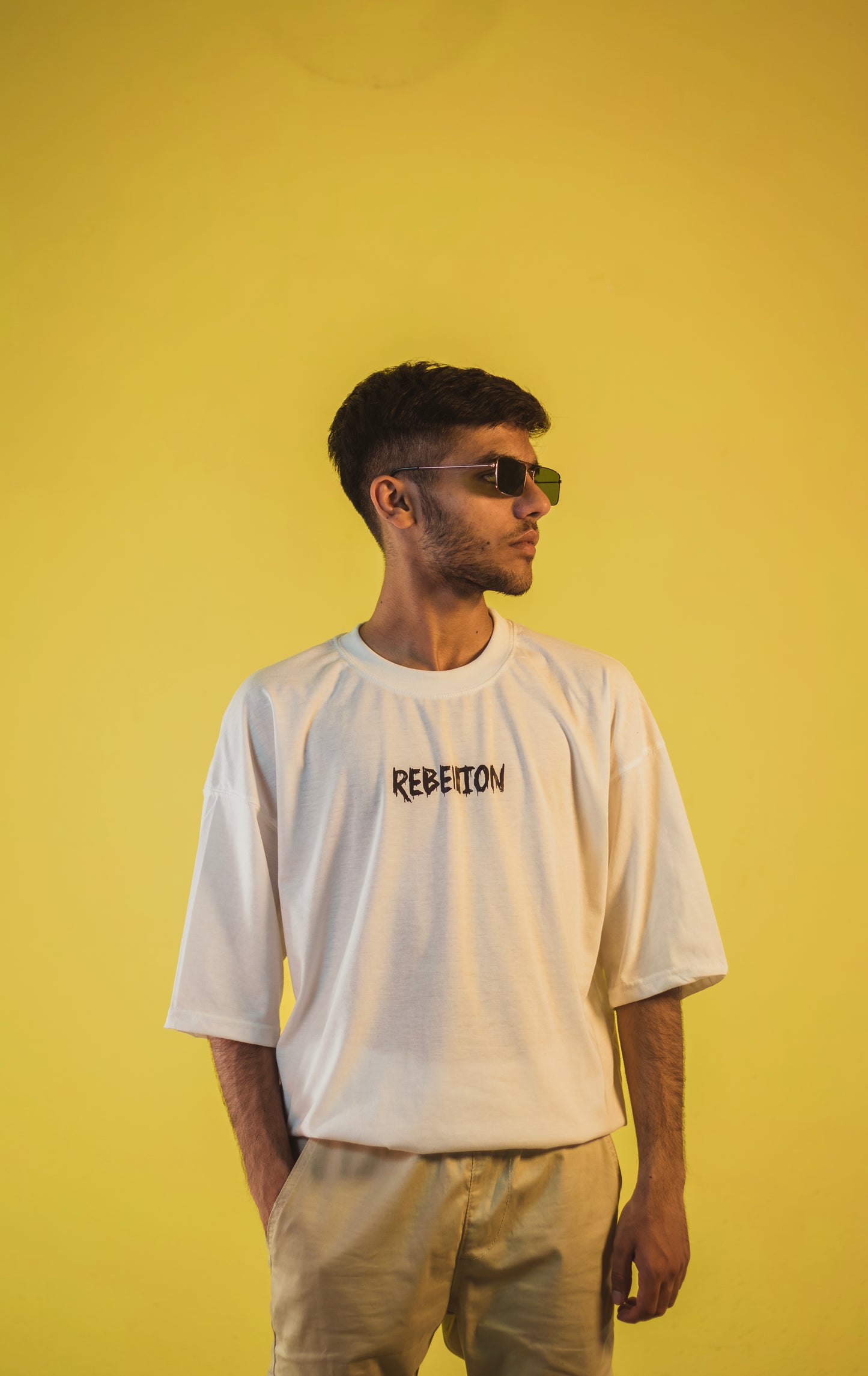 Rebellion White Unisex Over Size T Shirt