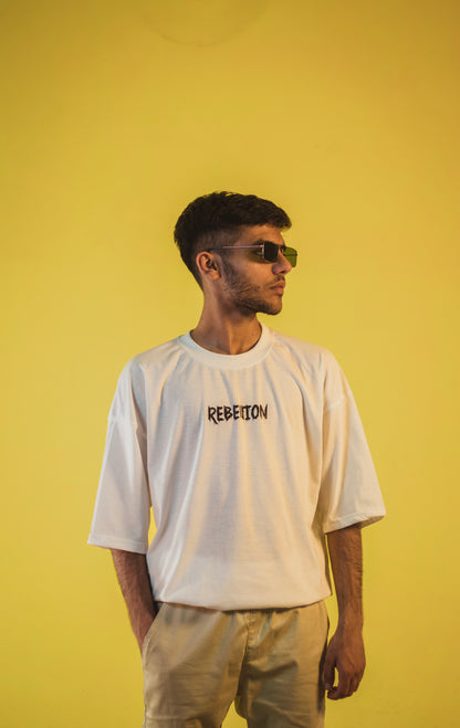 Rebellion White Unisex Over Size T Shirt