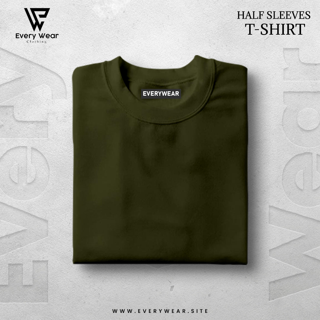 Men's Essential Premium Olive-Green Half Sleeve Tee